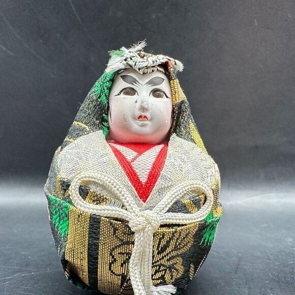 Vintage Japanese Dolls Daruma Hime Ningyo Pair Empress Jingu Hand painted - Picture 7 of 11